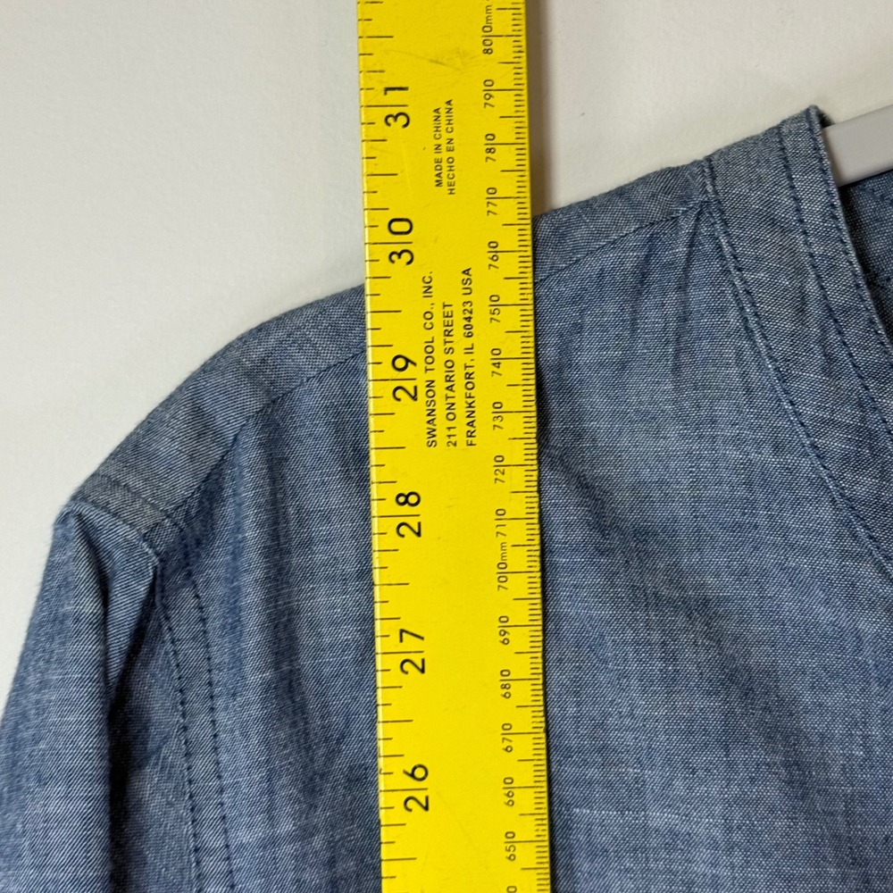 Good J. Jill Chambray Tunic Women 3X Blue Cotton Split Neck Utility Top Casual - Picture 6 of 9